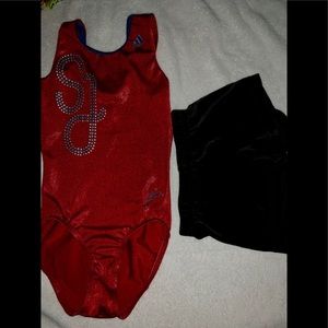 Adidas Shawn Johnson Leotard and GK shorts.